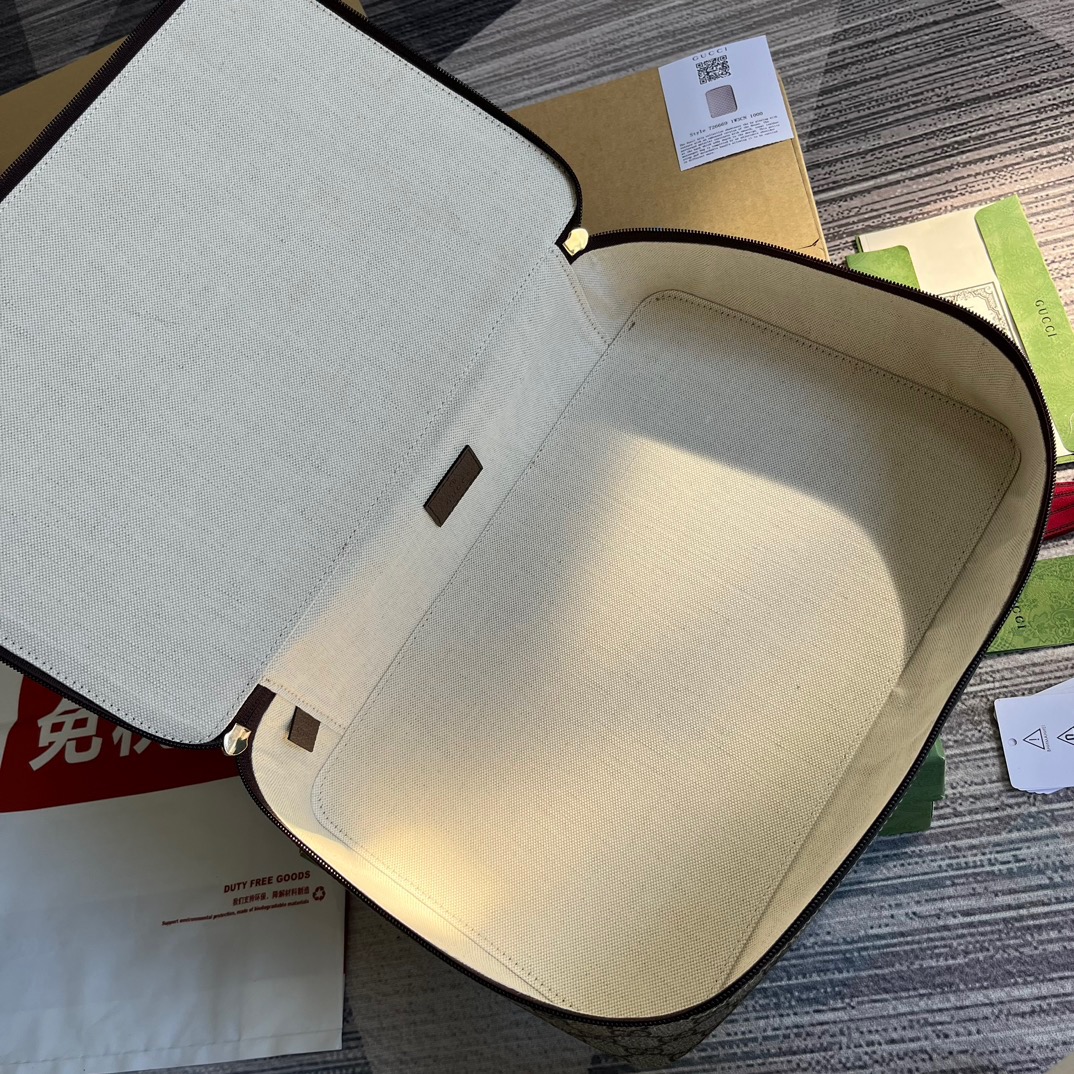 Gvc*1 GG Large Packing Cube Svp*me Canvas Beige/Grey For Men 13.2in/33.5cm ‎‎‎726669 KGD0N 4060