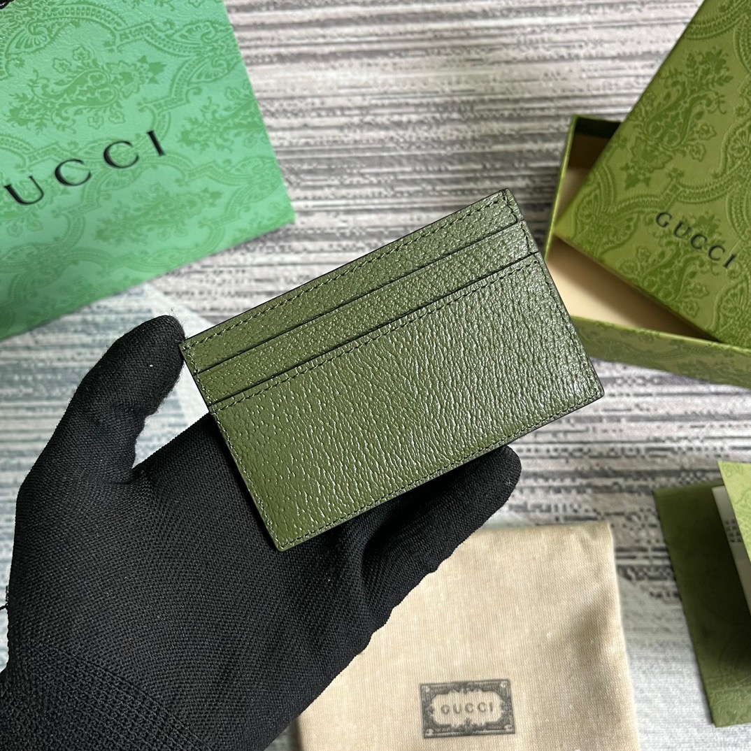 Gvc*1 GG Marmont Card Case Green For Men 4.2in/11cm 657588 DJ20F 3352