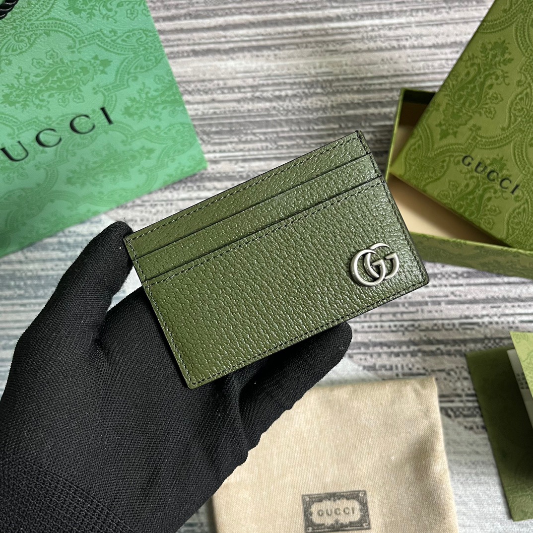 Gvc*1 GG Marmont Card Case Green For Men 4.2in/11cm 657588 DJ20F 3352