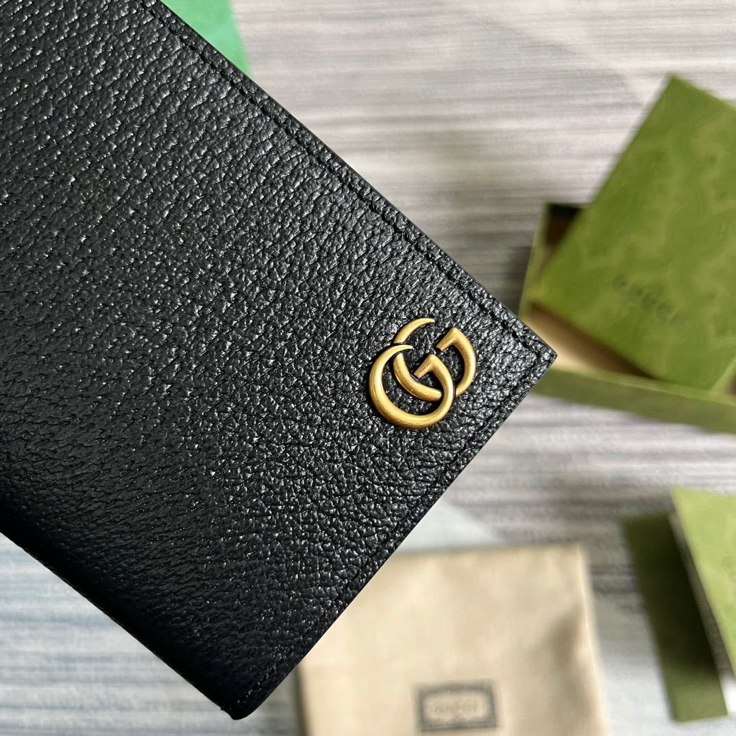 Gvc*1 GG Marmont Long Wallet Black For Men 7.1in/18cm 428740 DJ20T 1000