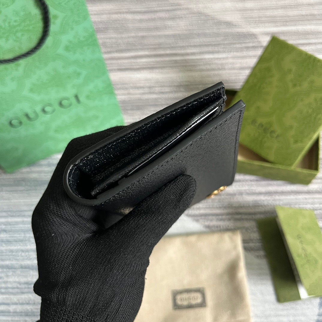 Gvc*1 GG Marmont Long Wallet Black For Men 7.1in/18cm 428740 DJ20T 1000