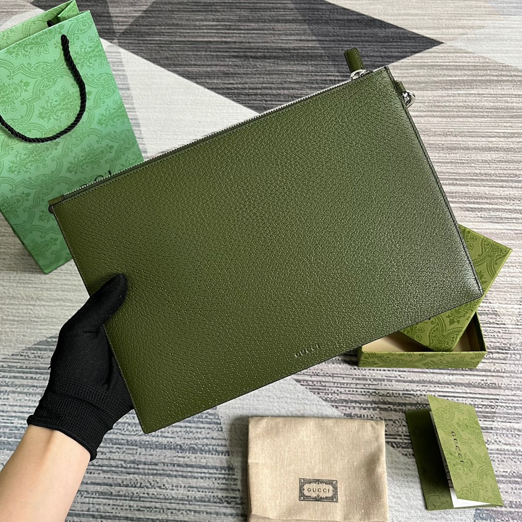 Gvc*1 GG Marmont Pouch Green For Men 12in/30.5cm 475317 DJ20F 3352