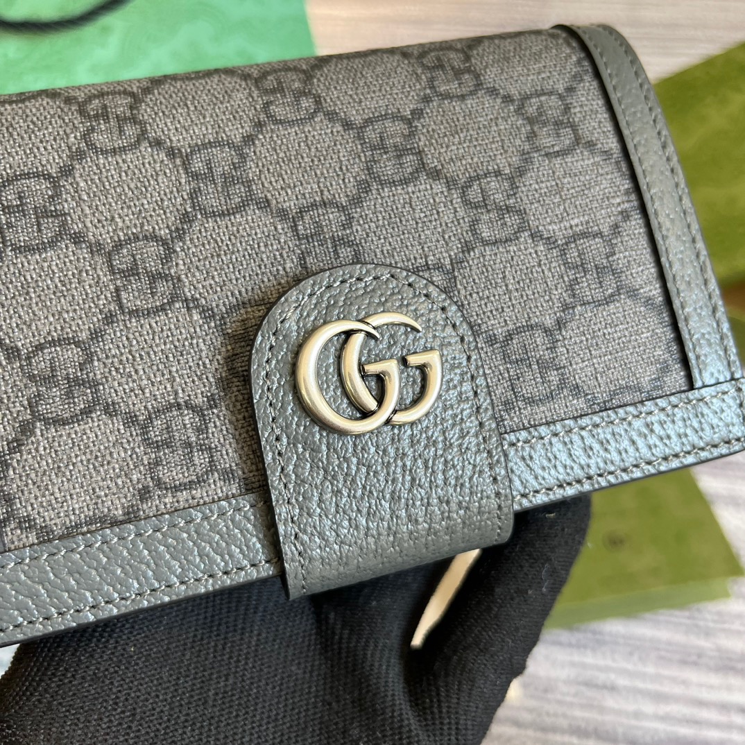 Gvc*1 Ophidia Card Case Svp*me Canvas Grey For Men 5.5in/14cm 732755 UULBN 1244