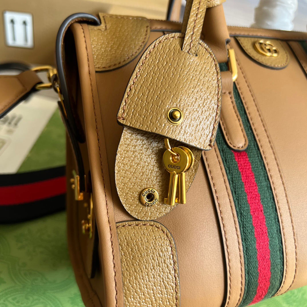 Gvc*1 Small Bauletto Top Handle Bag With Double G White/Brown For Men 10.6in/27cm