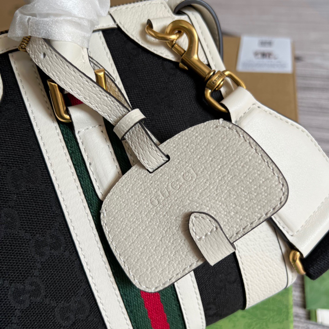Gvc*1 Small Bauletto Top Handle Bag With Double G White/Brown For Men 10.6in/27cm