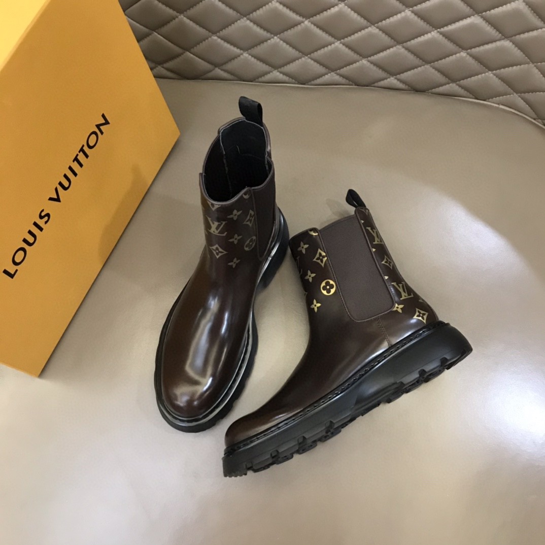 L0vis Vvtt0n LV Bold Chelsea Boots Monogram Flower Brown For Men 1A9FEI