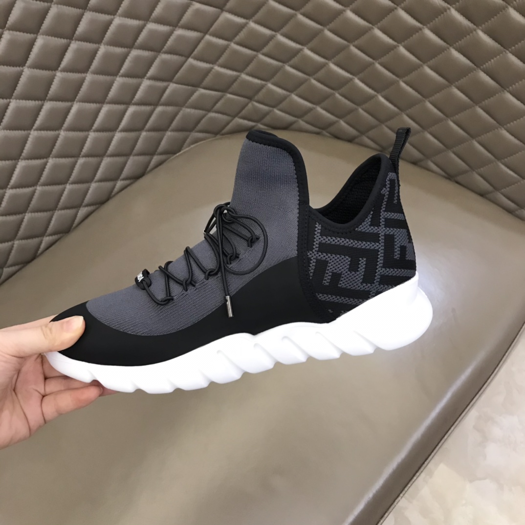F**di FD Technical Mesh High-Tops Sneakers Grey For Men