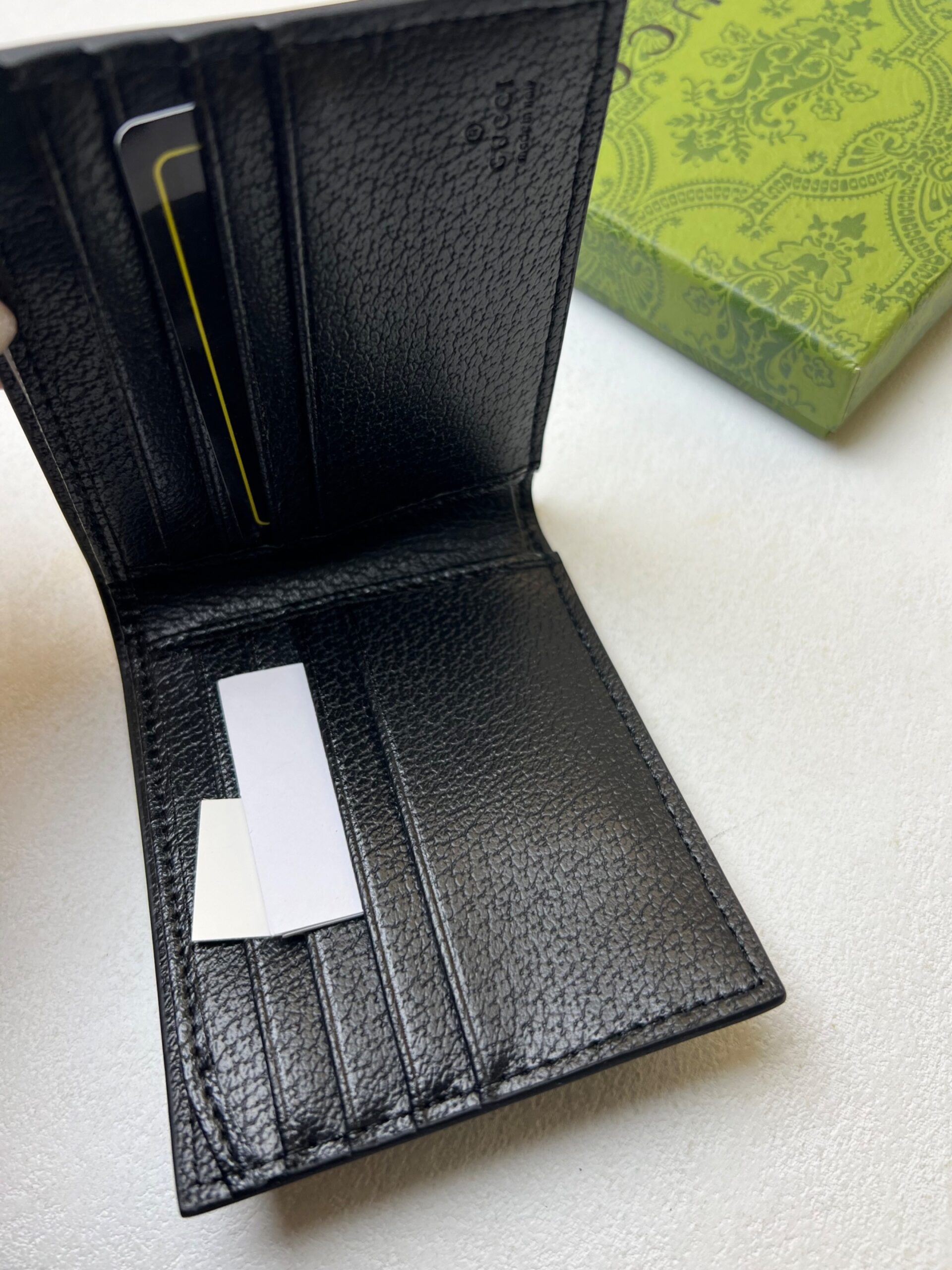 Gvc*1 GG Marmont Bi-Fold Wallet Black/Blue For Men 4.3in/11cm 428726 1T56F 1000