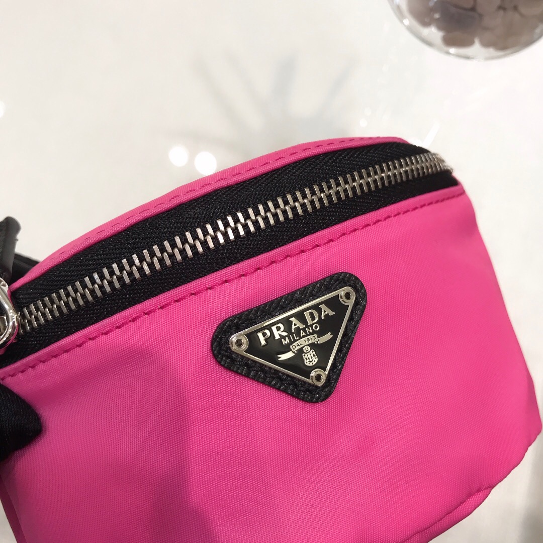 Pra*a Nylon Wristlet Clutch Bag Black/Pink/Red For Women 5.1 in/ 13 cm 2TT095_D02_F0002
