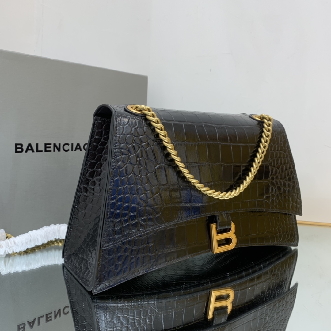 Ba1en*iaga Crush Medium Chain Bag Black/White For Women‎ 12.2in/31cm