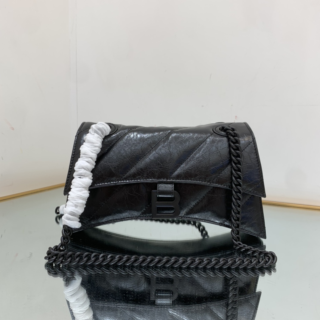 Ba1en*iaga Crush Small Chain Bag Black/Pink/Silver/White For Women 9.8in/24.9cm