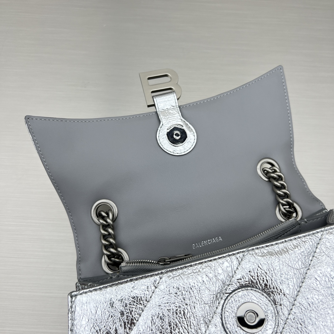 Ba1en*iaga Crush Small Chain Bag Black/Pink/Silver/White For Women 9.8in/24.9cm 716351210J09001