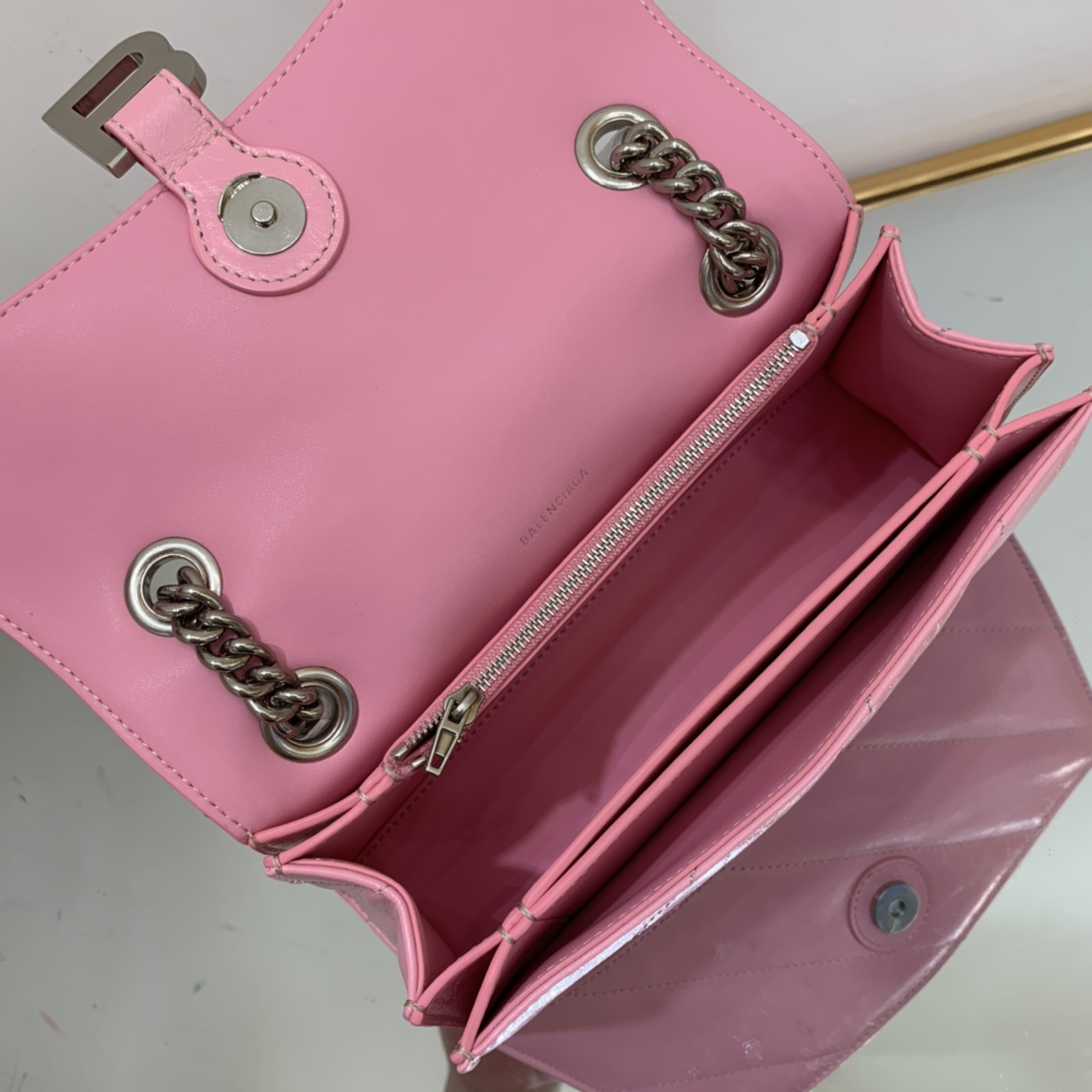 Ba1en*iaga Crush Small Chain Bag Black/Pink/Silver/White For Women 9.8in/24.9cm