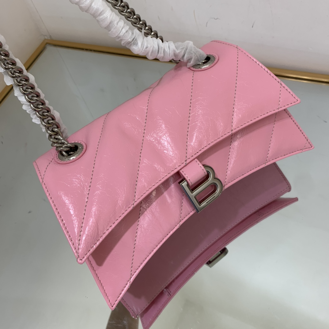 Ba1en*iaga Crush Small Chain Bag Black/Pink/Silver/White For Women 9.8in/24.9cm