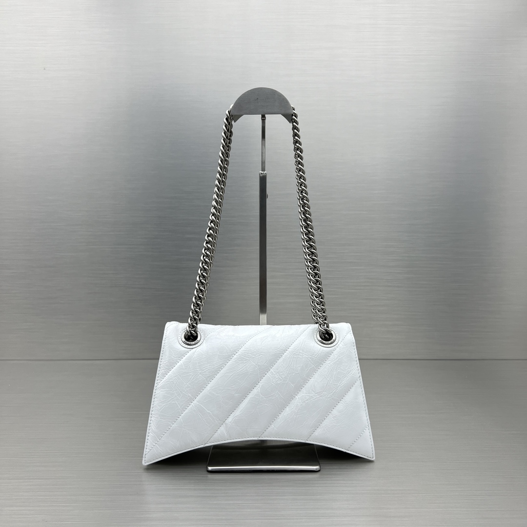 Ba1en*iaga Crush Small Chain Bag Black/Pink/Silver/White For Women 9.8in/24.9cm 716351210J09001
