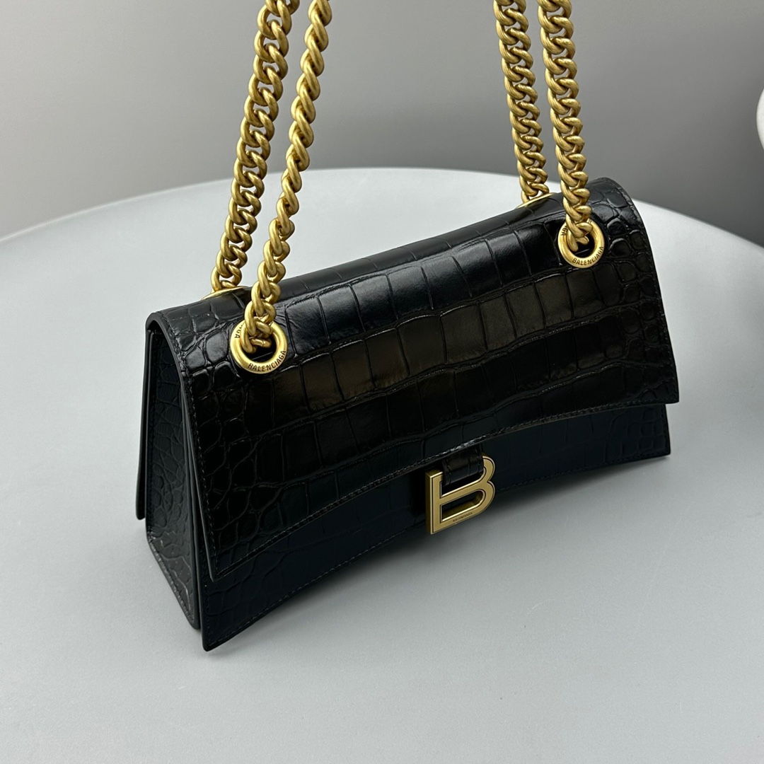 Ba1en*iaga Crush Small Chain Bag Black/White For Women‎ 9.8in/25cm 716351210IX1000