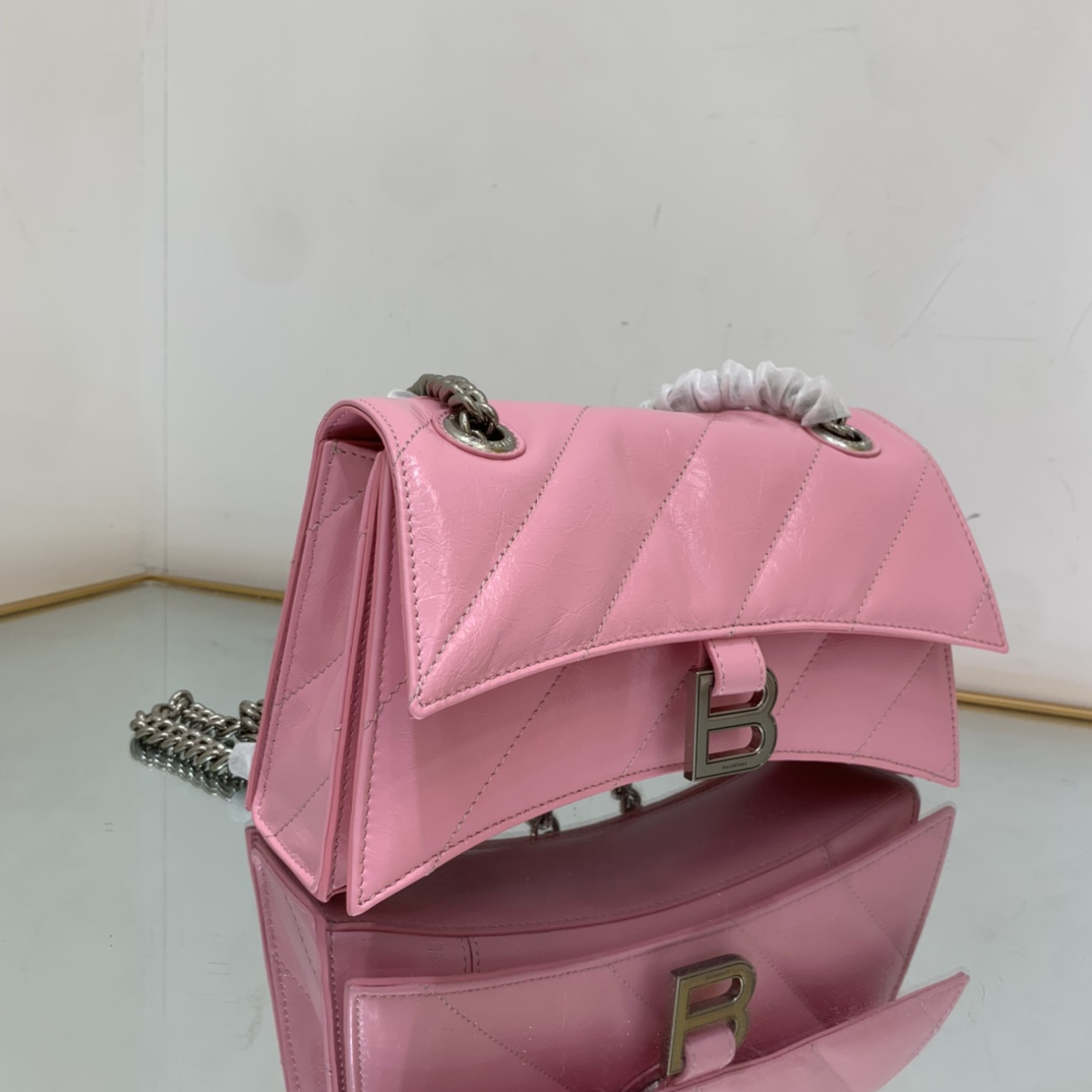 Ba1en*iaga Crush Small Chain Bag Black/Pink/Silver/White For Women 9.8in/24.9cm