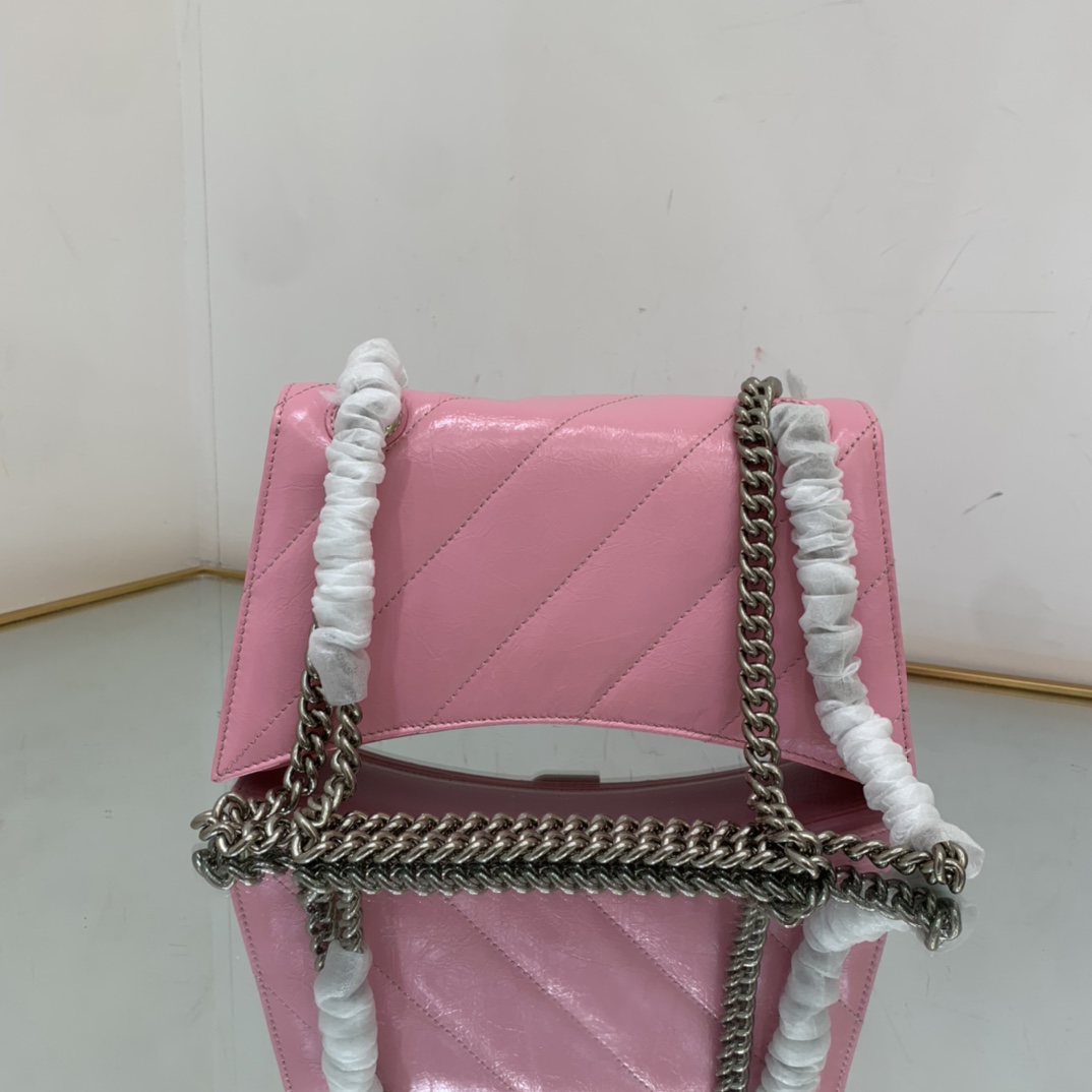 Ba1en*iaga Crush Small Chain Bag Black/Pink/Silver/White For Women 9.8in/24.9cm