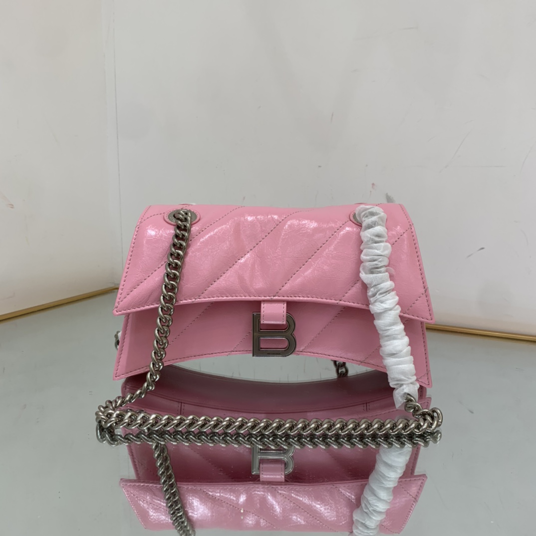 Ba1en*iaga Crush Small Chain Bag Black/Pink/Silver/White For Women 9.8in/24.9cm