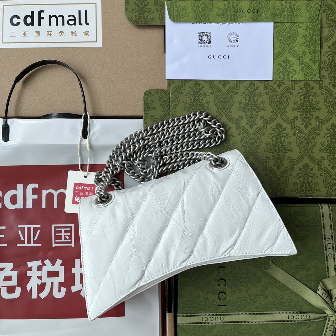 Ba1en*iaga Crush Small Chain Bag Black/Silver/White For Women 9.8in/24.9cm 716351210IY1000