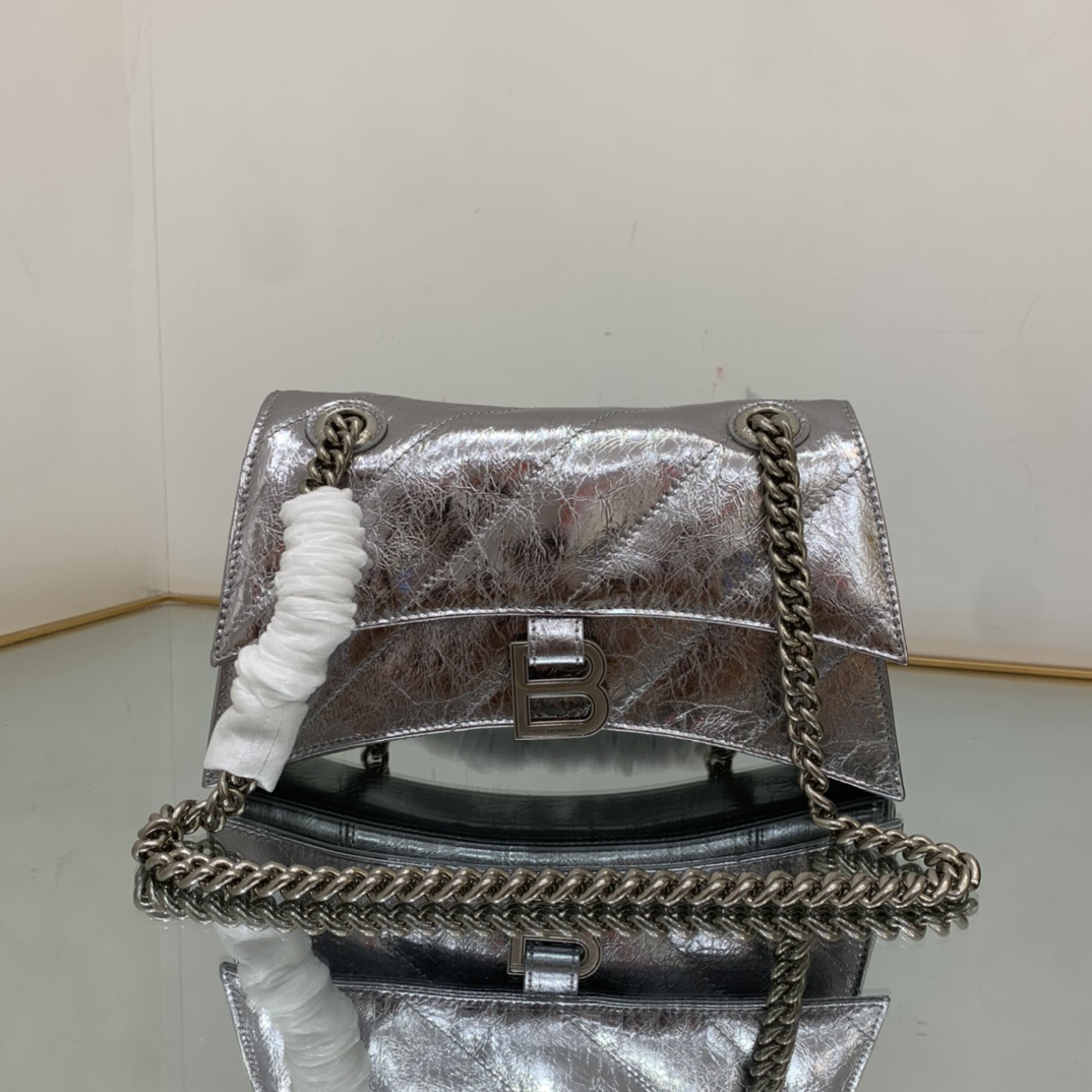 Ba1en*iaga Crush Small Chain Bag Black/Pink/Silver/White For Women 9.8in/24.9cm