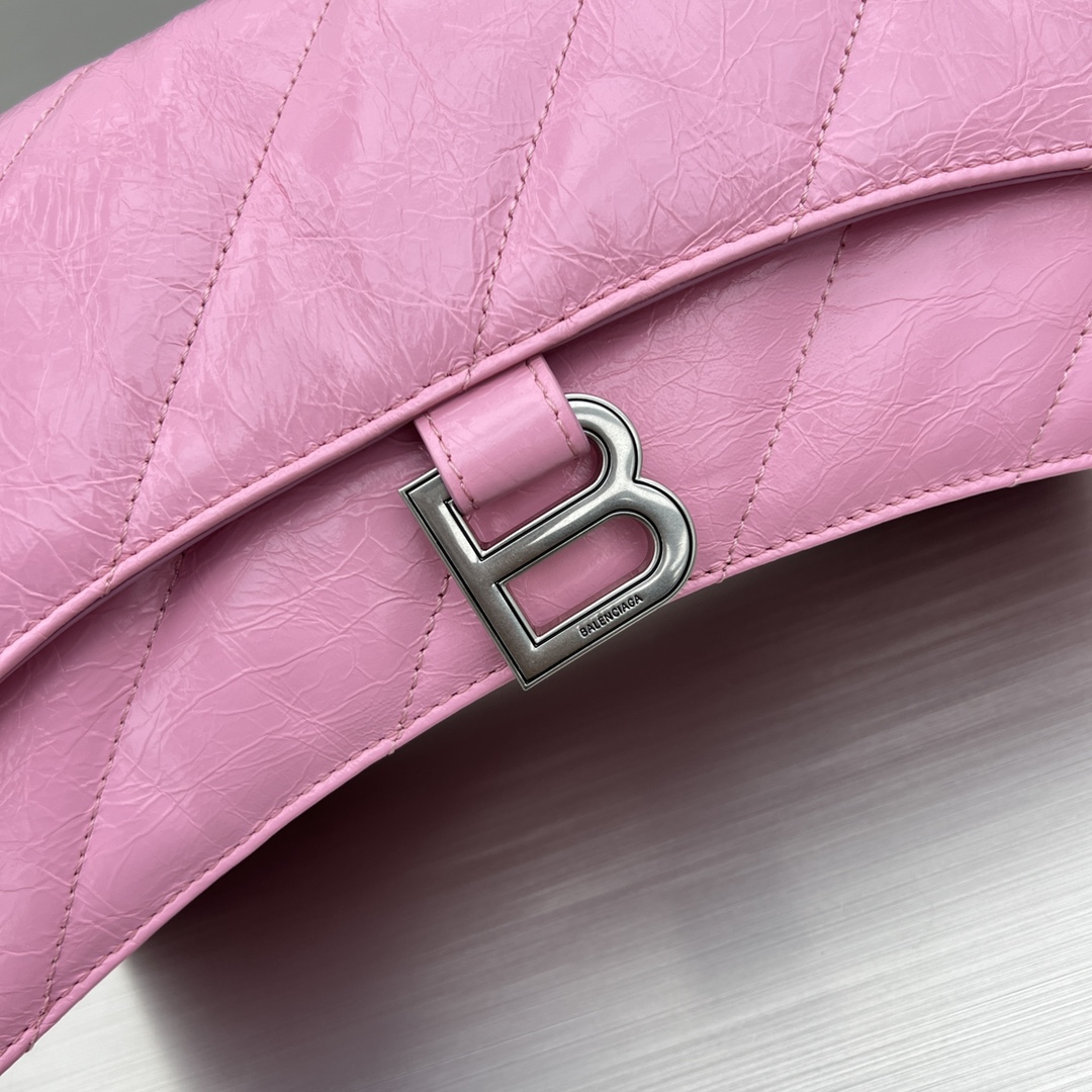 Ba1en*iaga Crush Small Chain Bag Black/Pink/Silver/White For Women 9.8in/24.9cm 716351210J09001