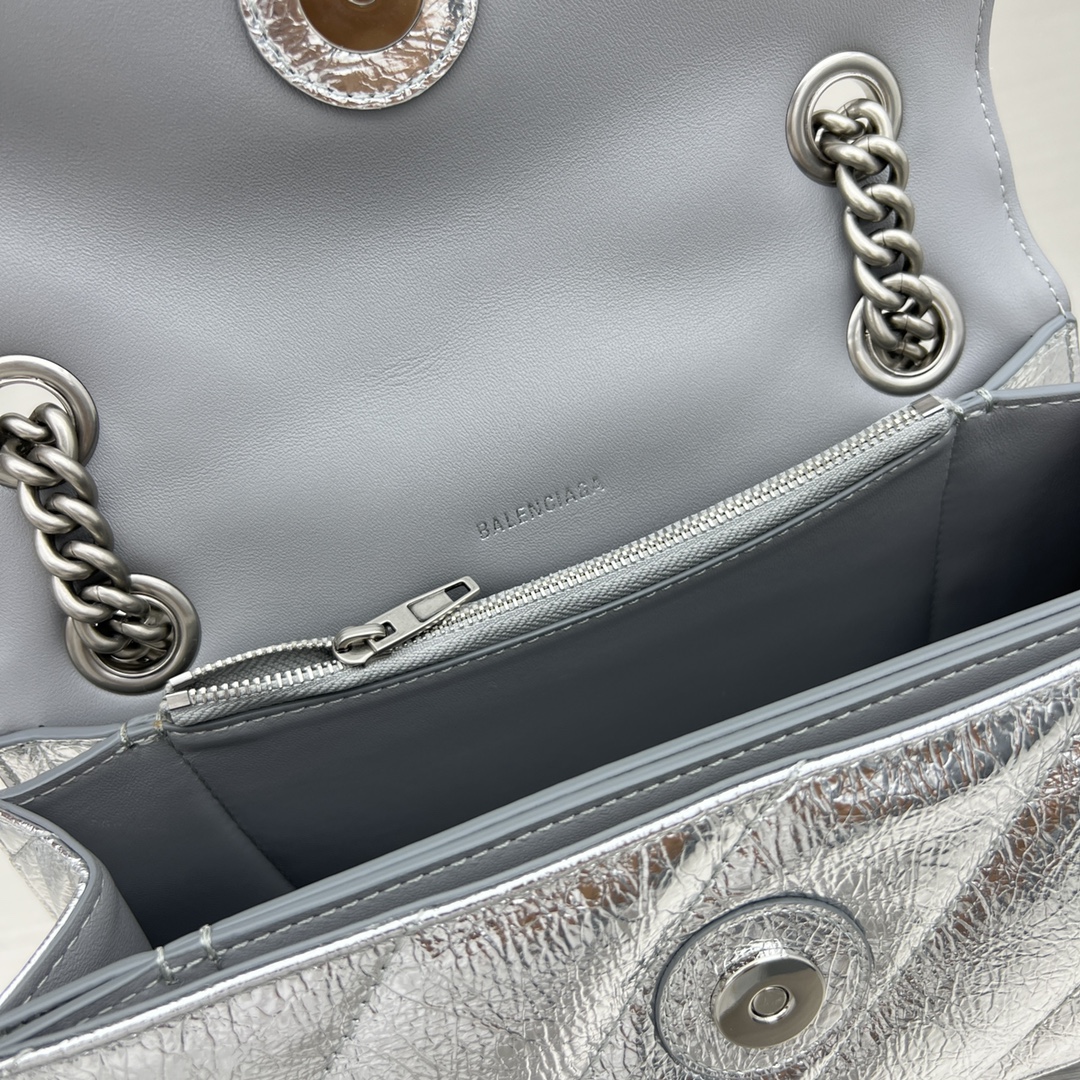 Ba1en*iaga Crush Small Chain Bag Black/Pink/Silver/White For Women 9.8in/24.9cm 716351210J09001