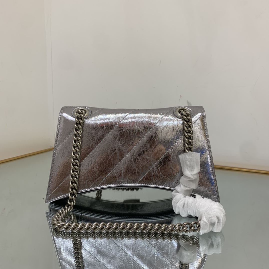 Ba1en*iaga Crush Small Chain Bag Black/Pink/Silver/White For Women 9.8in/24.9cm