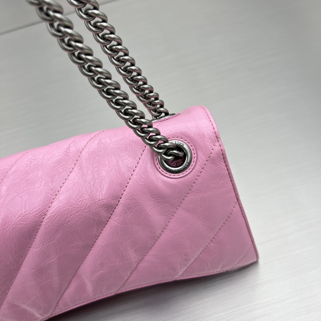 Ba1en*iaga Crush Small Chain Bag Black/Pink/Silver/White For Women 9.8in/24.9cm 716351210J09001