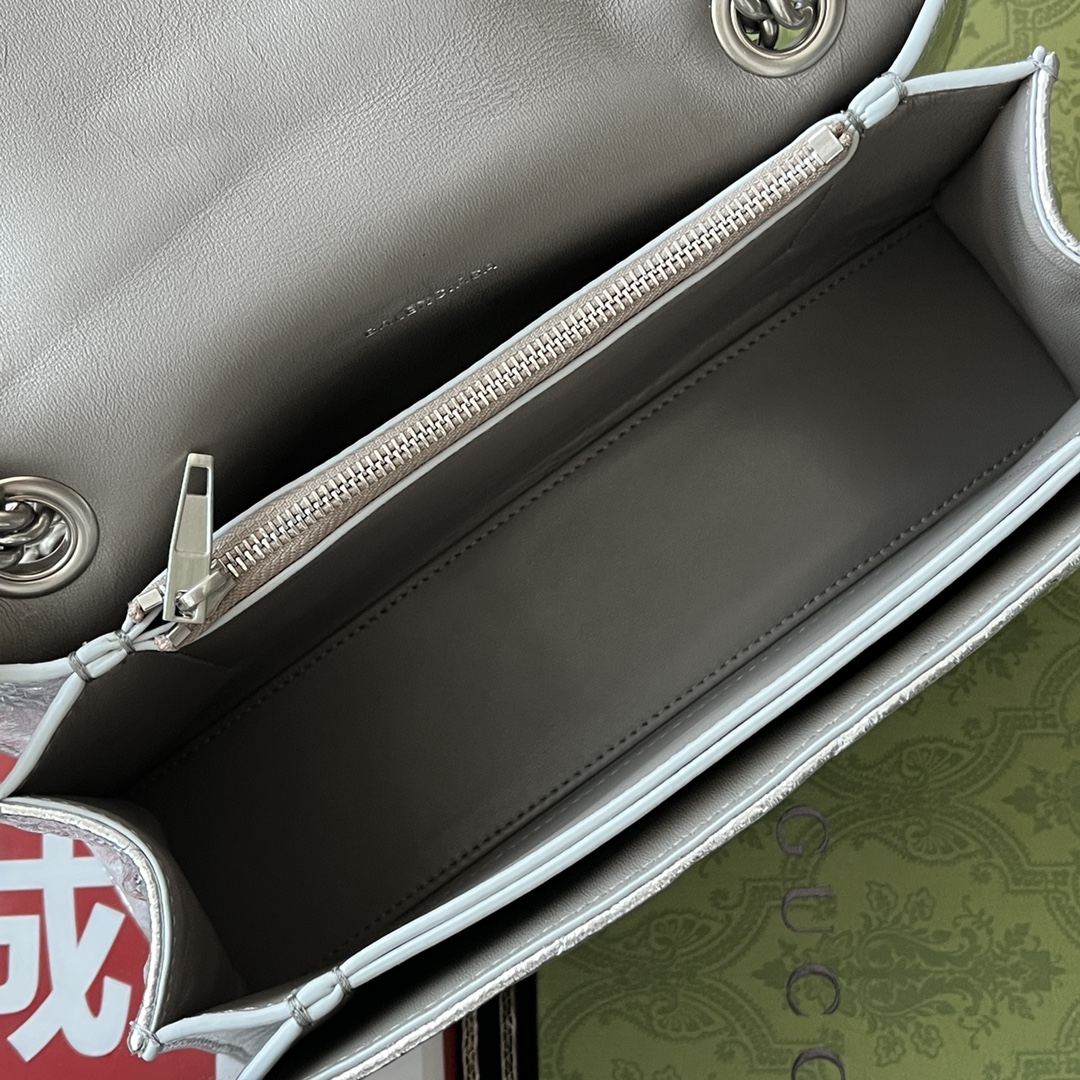Ba1en*iaga Crush Small Chain Bag Black/Silver/White For Women 9.8in/24.9cm 716351210IY1000