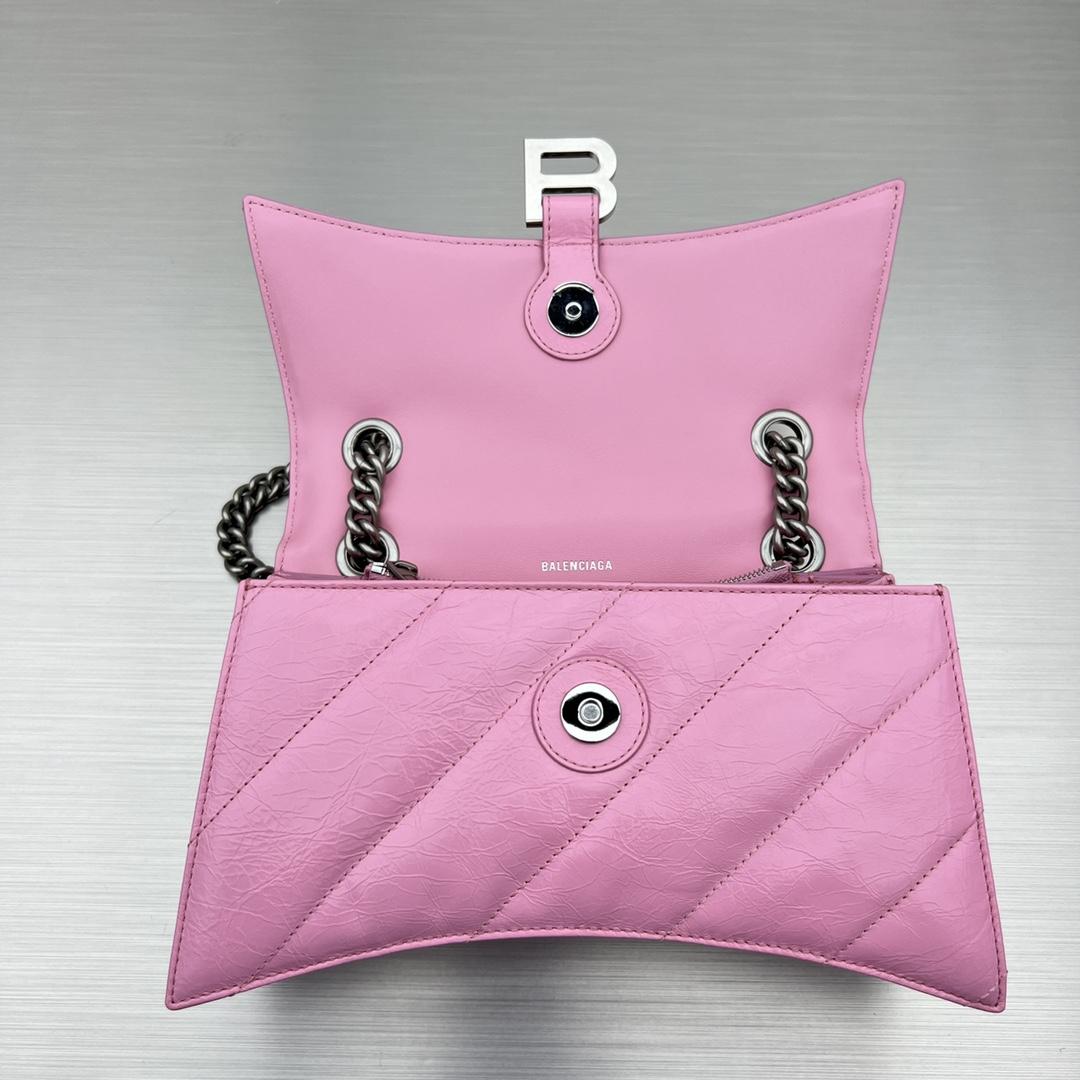 Ba1en*iaga Crush Small Chain Bag Black/Pink/Silver/White For Women 9.8in/24.9cm 716351210J09001