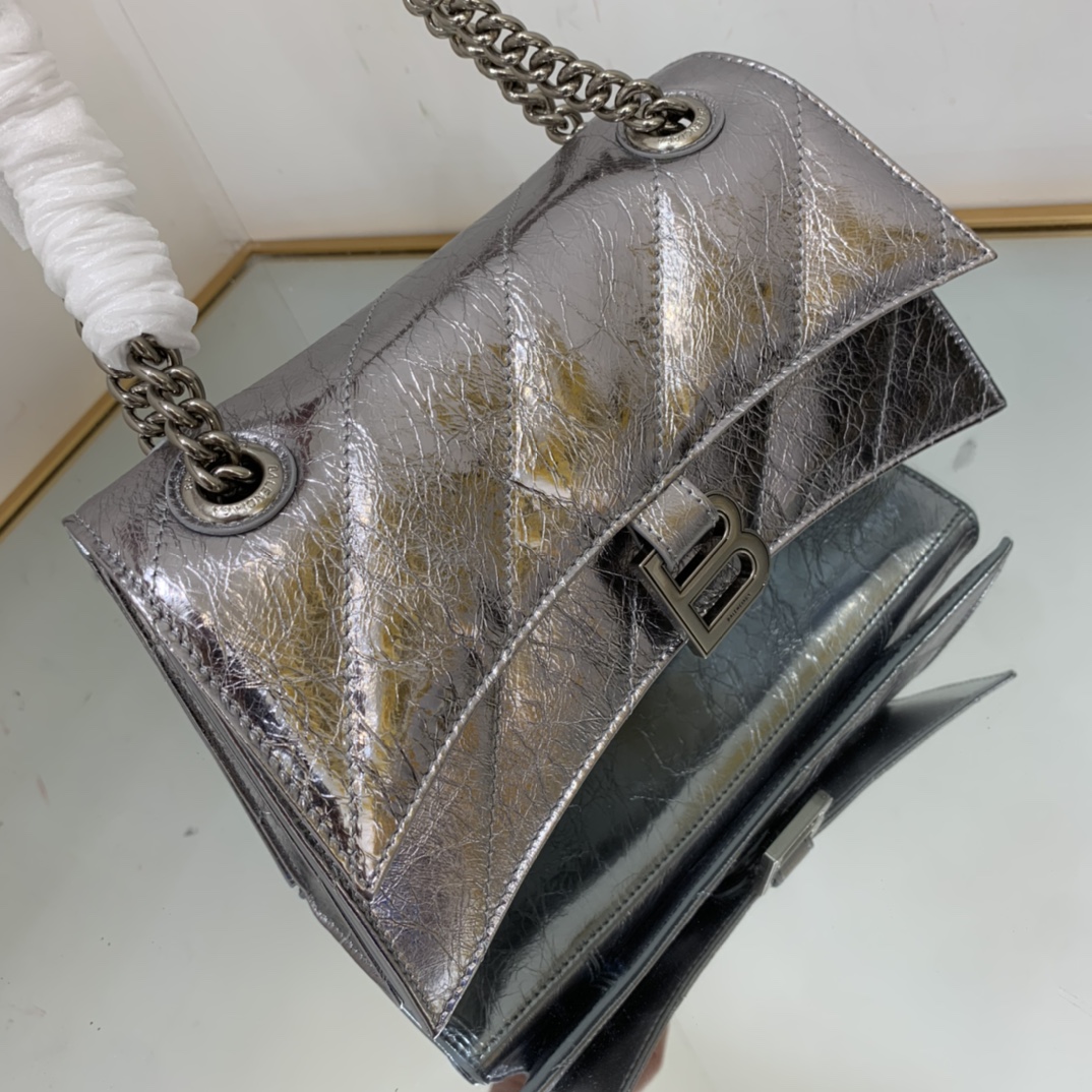 Ba1en*iaga Crush Small Chain Bag Black/Pink/Silver/White For Women 9.8in/24.9cm