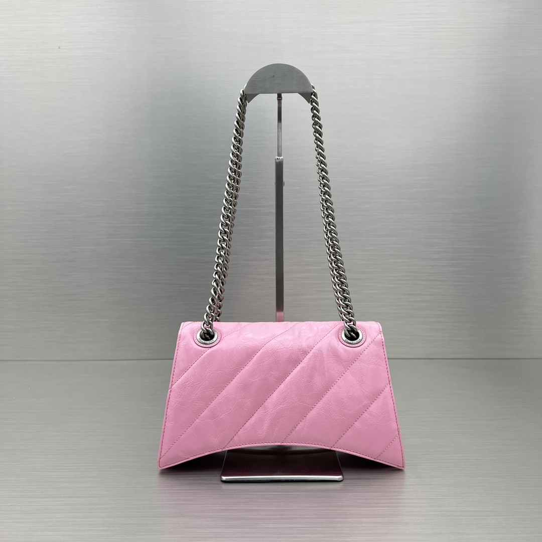Ba1en*iaga Crush Small Chain Bag Black/Pink/Silver/White For Women 9.8in/24.9cm 716351210J09001