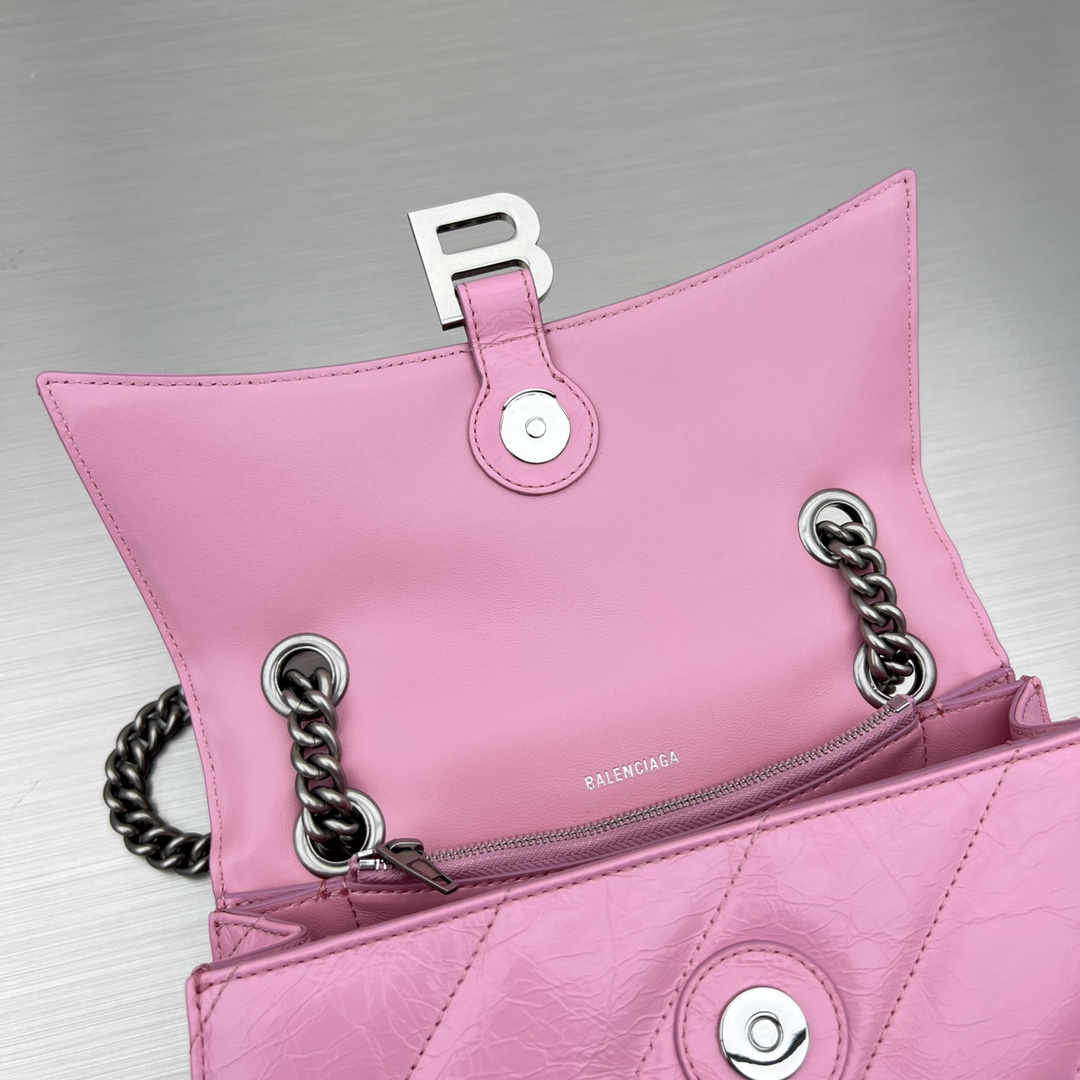 Ba1en*iaga Crush Small Chain Bag Black/Pink/Silver/White For Women 9.8in/24.9cm 716351210J09001