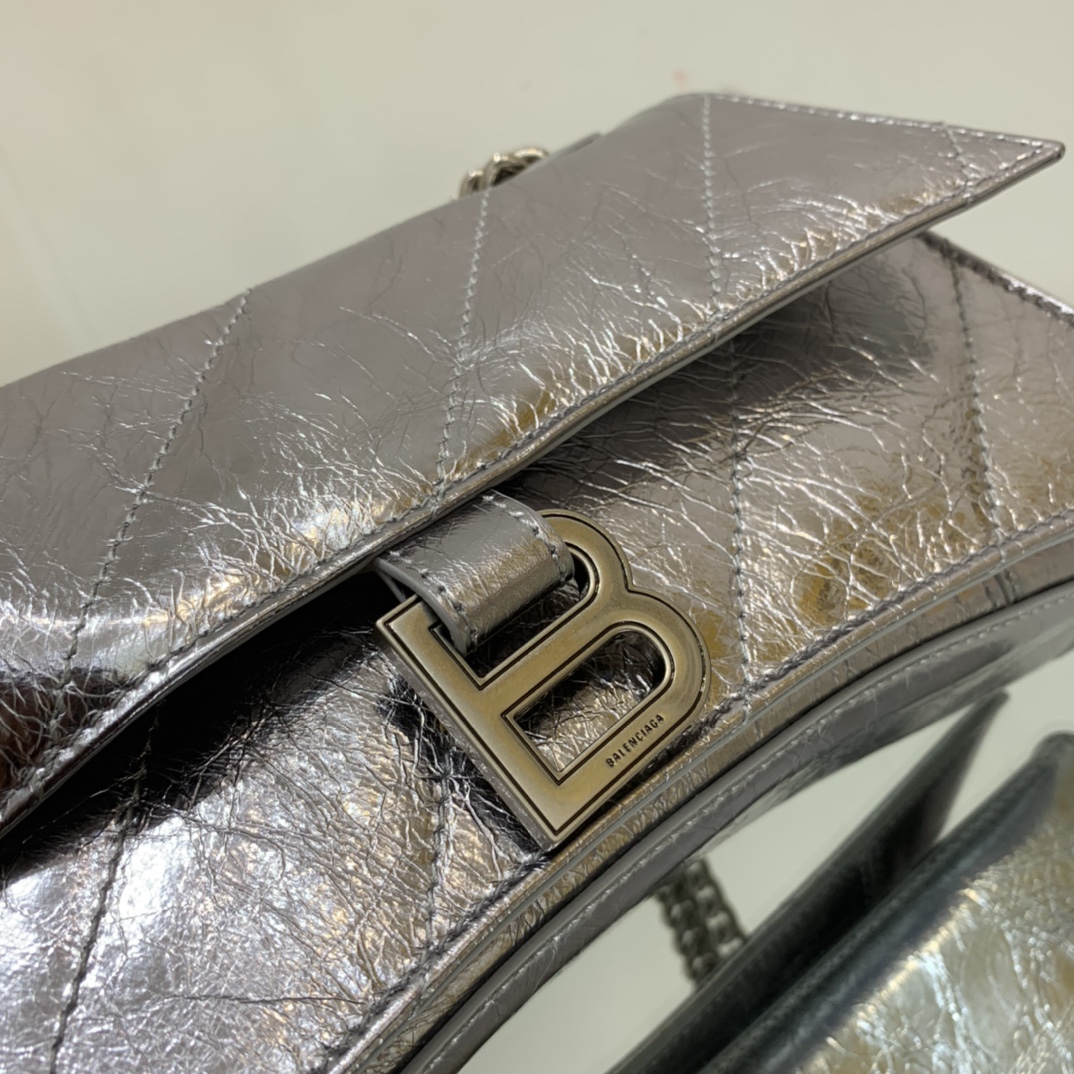 Ba1en*iaga Crush Small Chain Bag Black/Pink/Silver/White For Women 9.8in/24.9cm