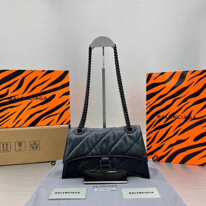 Ba1en*iaga Crush Small Chain Bag Black/Pink/Silver/White For Women 9.8in/24.9cm 716351210J09001