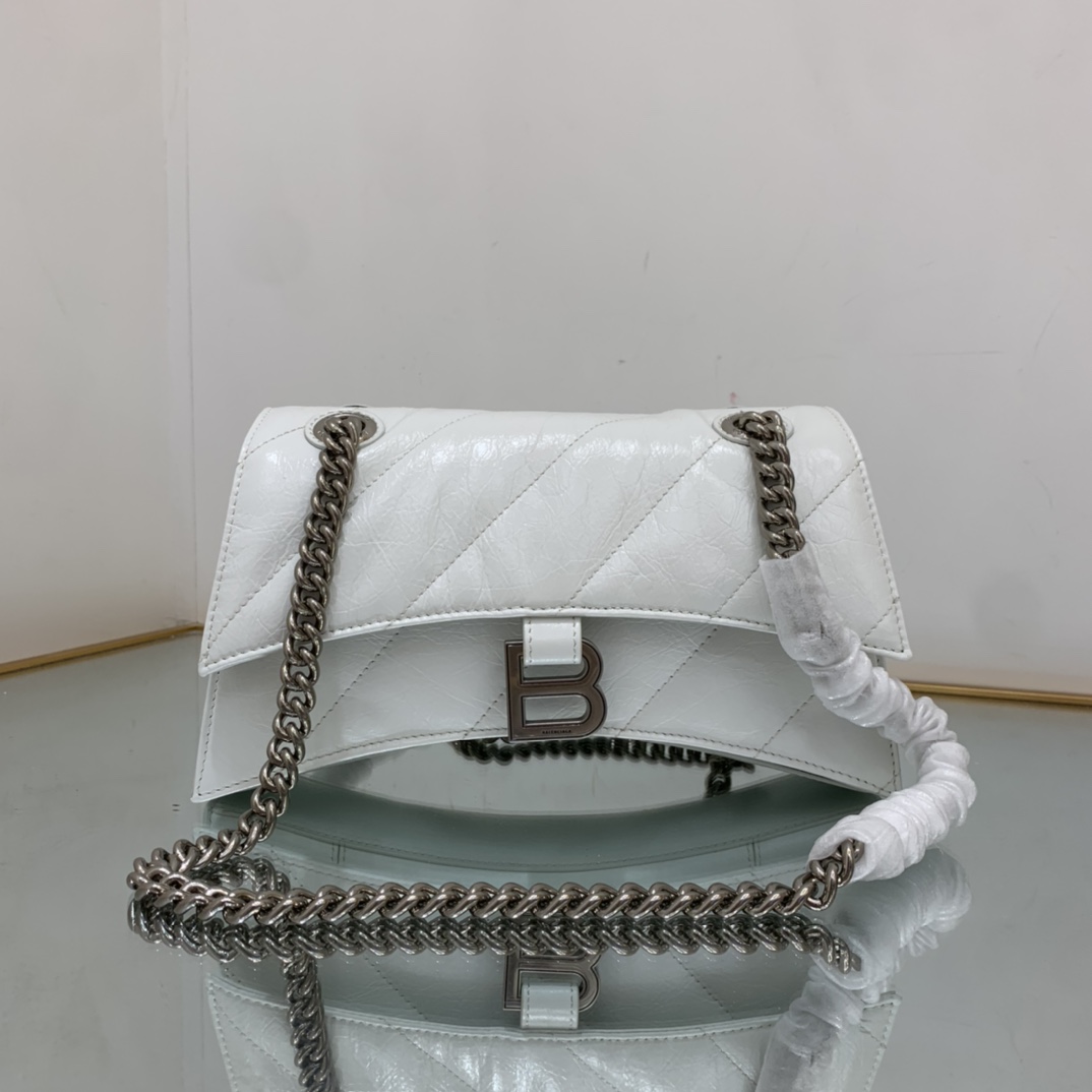 Ba1en*iaga Crush Small Chain Bag Black/Pink/Silver/White For Women 9.8in/24.9cm