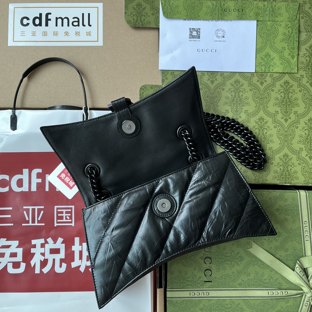 Ba1en*iaga Crush Small Chain Bag Black/Silver/White For Women 9.8in/24.9cm 716351210IY1000