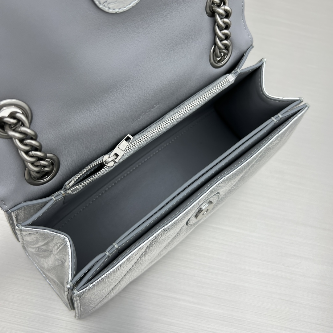 Ba1en*iaga Crush Small Chain Bag Black/Pink/Silver/White For Women 9.8in/24.9cm 716351210J09001