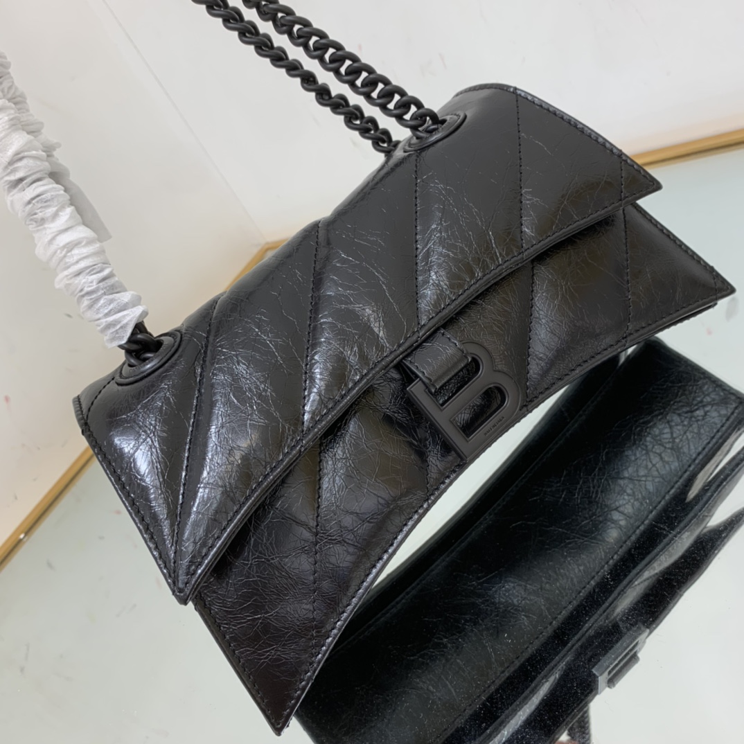 Ba1en*iaga Crush Small Chain Bag Black/Pink/Silver/White For Women 9.8in/24.9cm