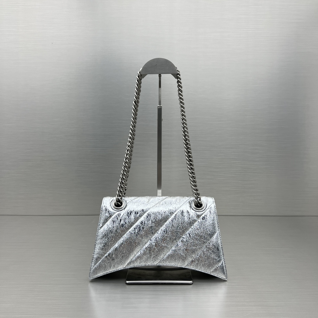 Ba1en*iaga Crush Small Chain Bag Black/Pink/Silver/White For Women 9.8in/24.9cm 716351210J09001