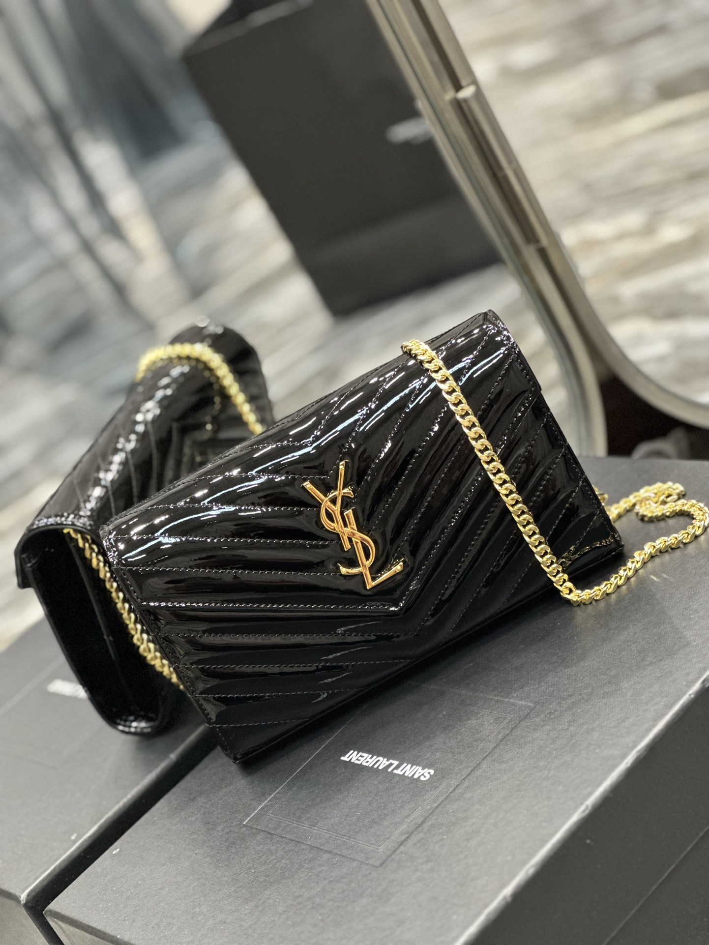 Sa1nt Lau*nt Envelope Small Bag Black For Women 8.5in/22.5cm