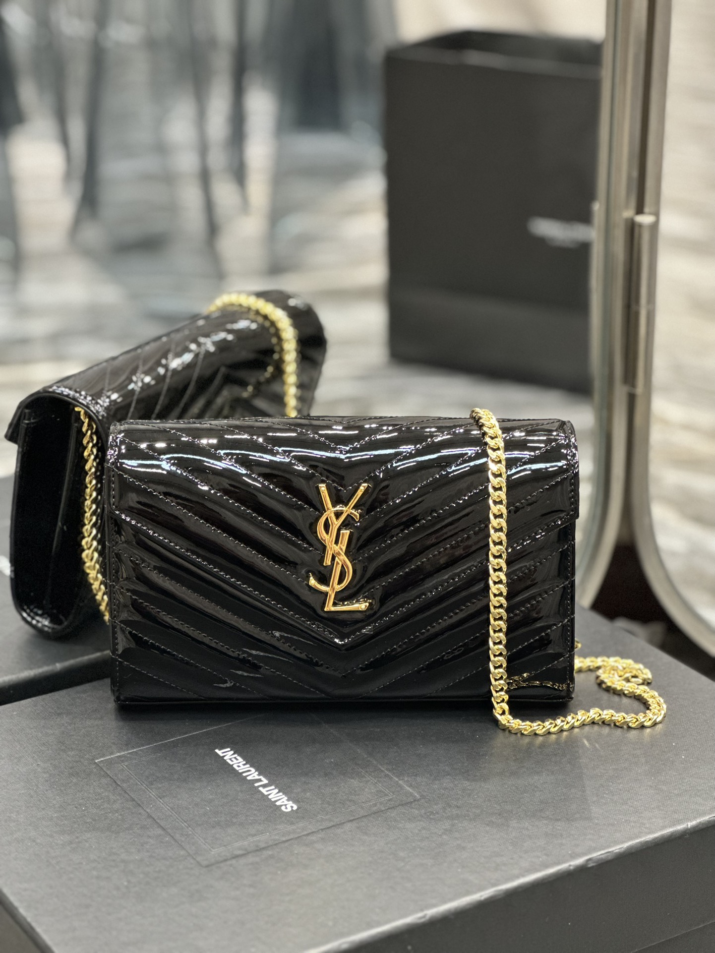 Sa1nt Lau*nt Envelope Small Bag Black For Women 8.5in/22.5cm