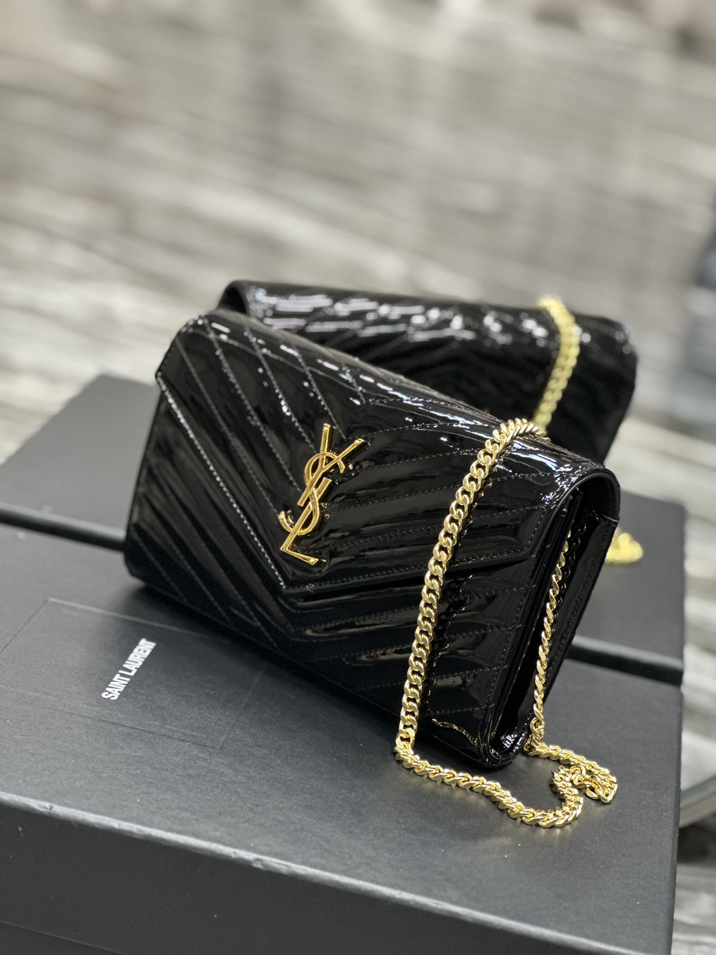 Sa1nt Lau*nt Envelope Small Bag Black For Women 8.5in/22.5cm