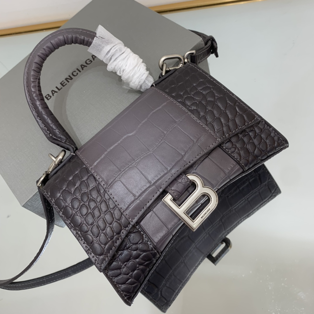 Ba1en*iaga Hourglass Small Handbag Black/Pink For Women 9in/22.9cm