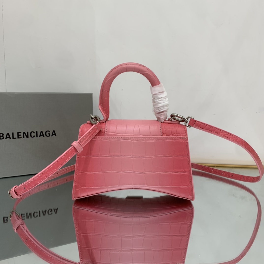 Ba1en*iaga Hourglass Small Handbag Black/Pink For Women 9in/22.9cm