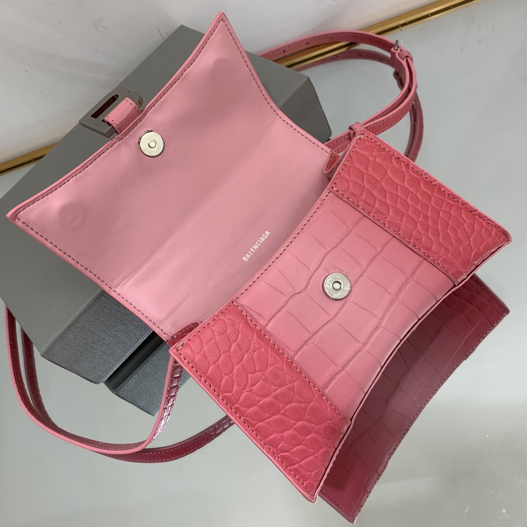 Ba1en*iaga Hourglass Small Handbag Black/Pink For Women 9in/22.9cm