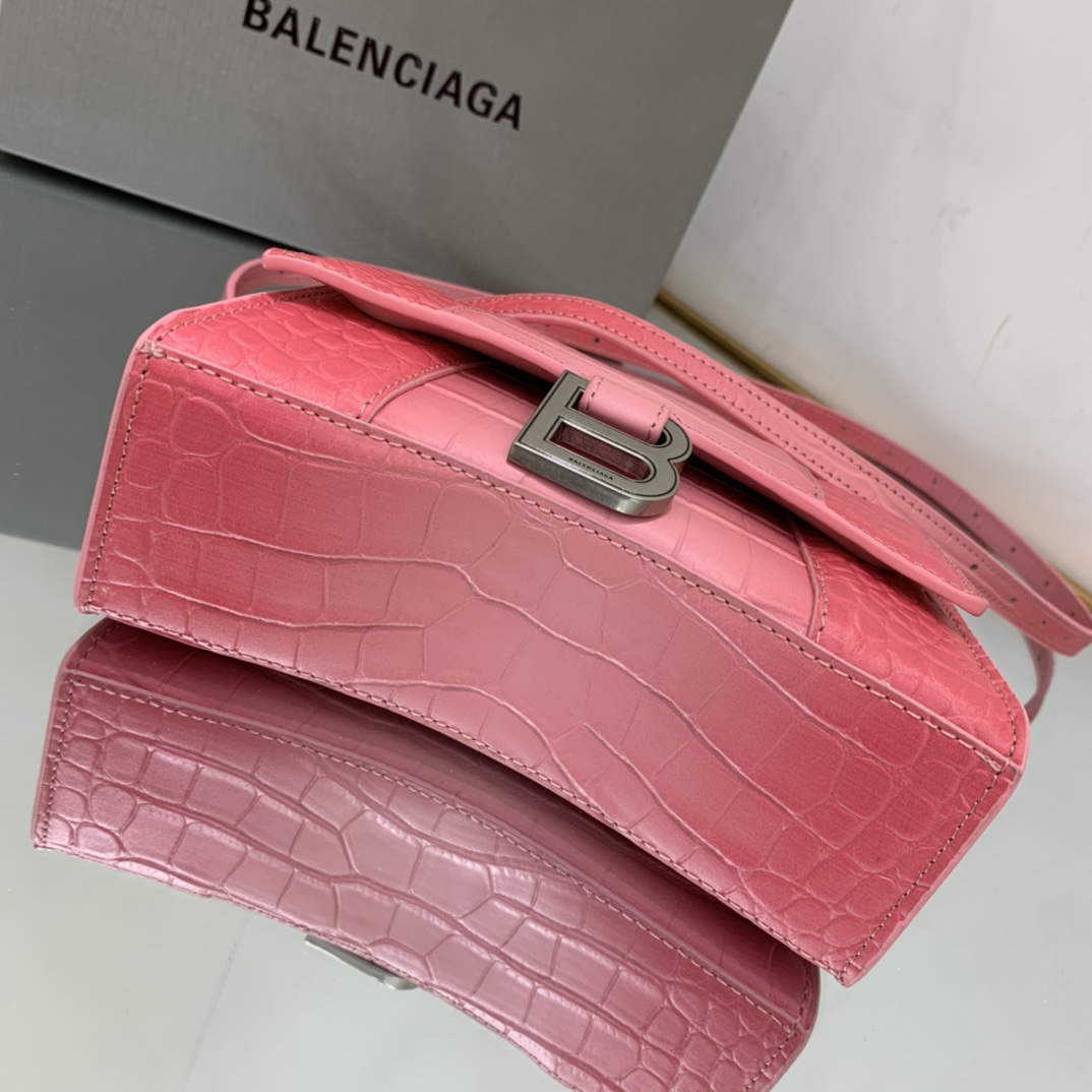 Ba1en*iaga Hourglass Small Handbag Black/Pink For Women 9in/22.9cm