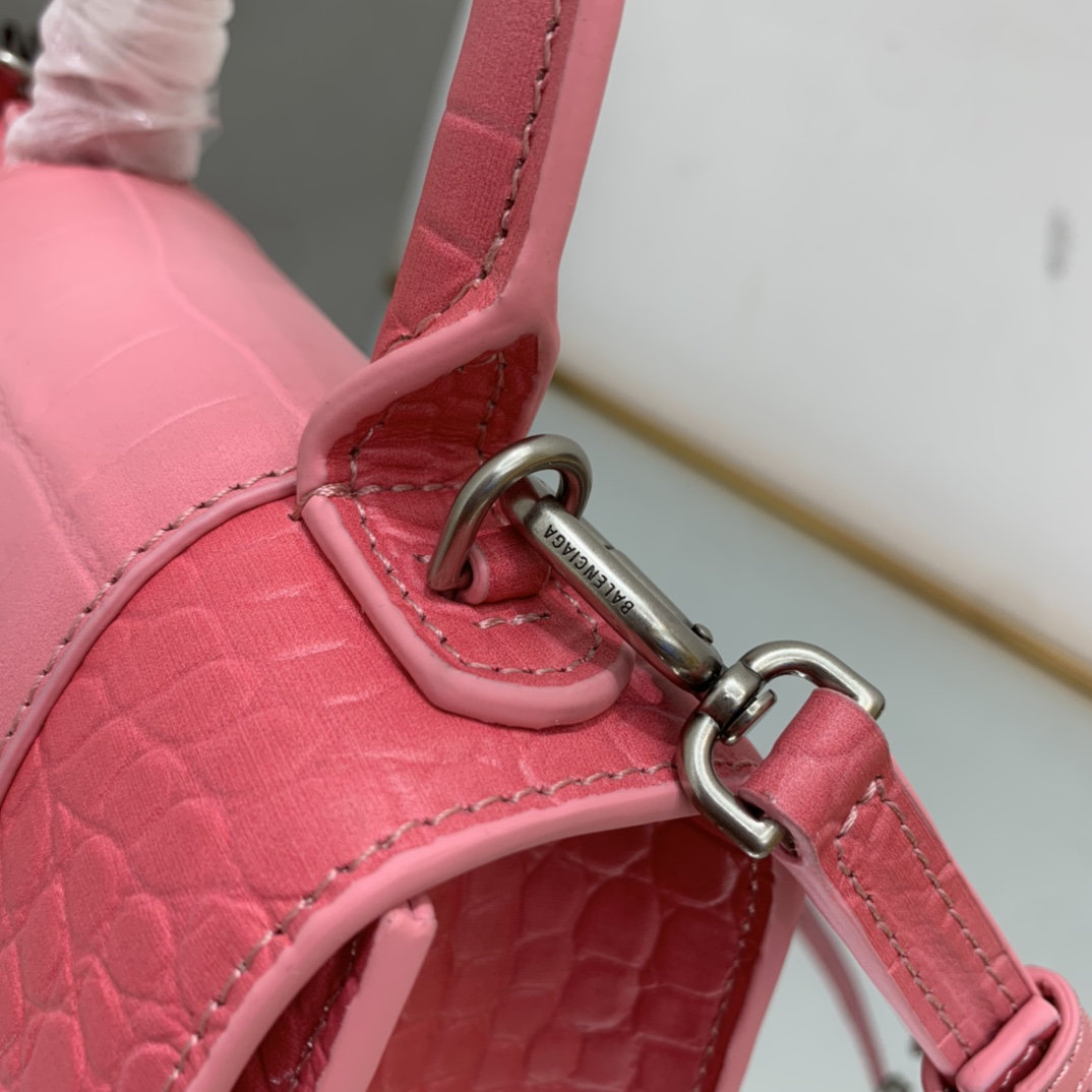 Ba1en*iaga Hourglass Small Handbag Black/Pink For Women 9in/22.9cm