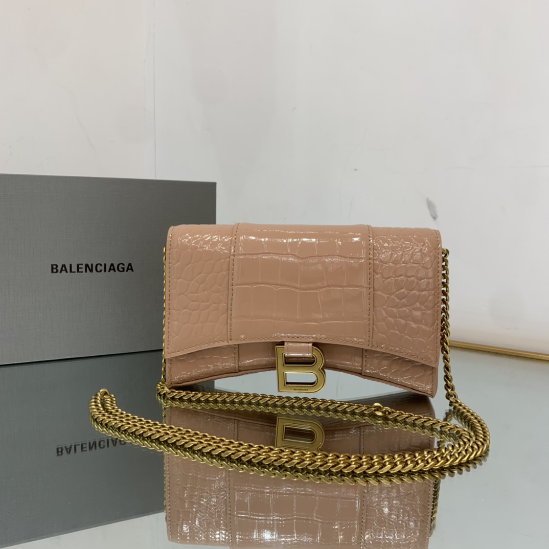 Ba1en*iaga Hourglass Wallet Black/Light Orange For Women 7.6in/19cm 6560501QJ4M1000